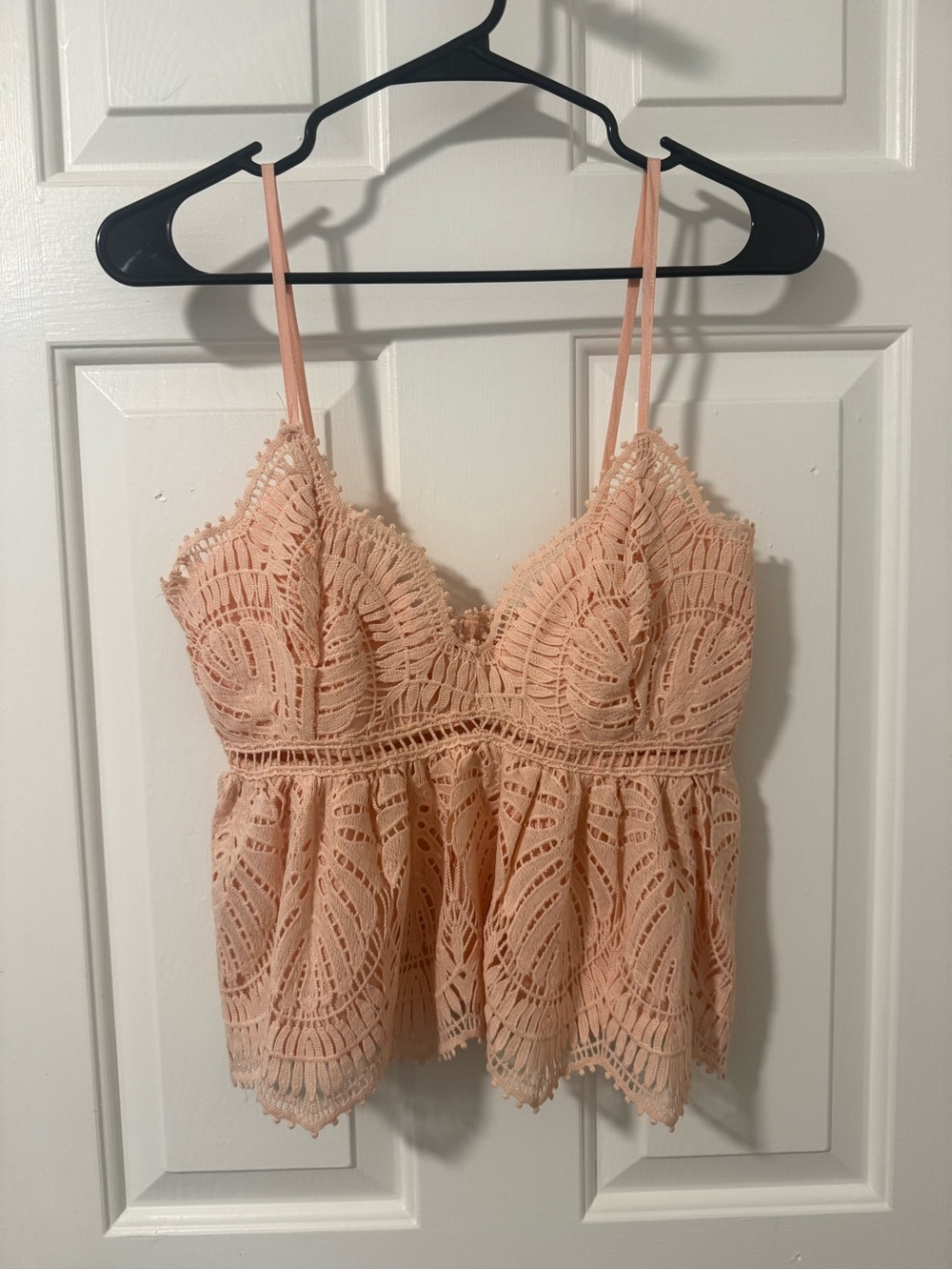 Lace Peplum Cami in Peach - Unbranded
